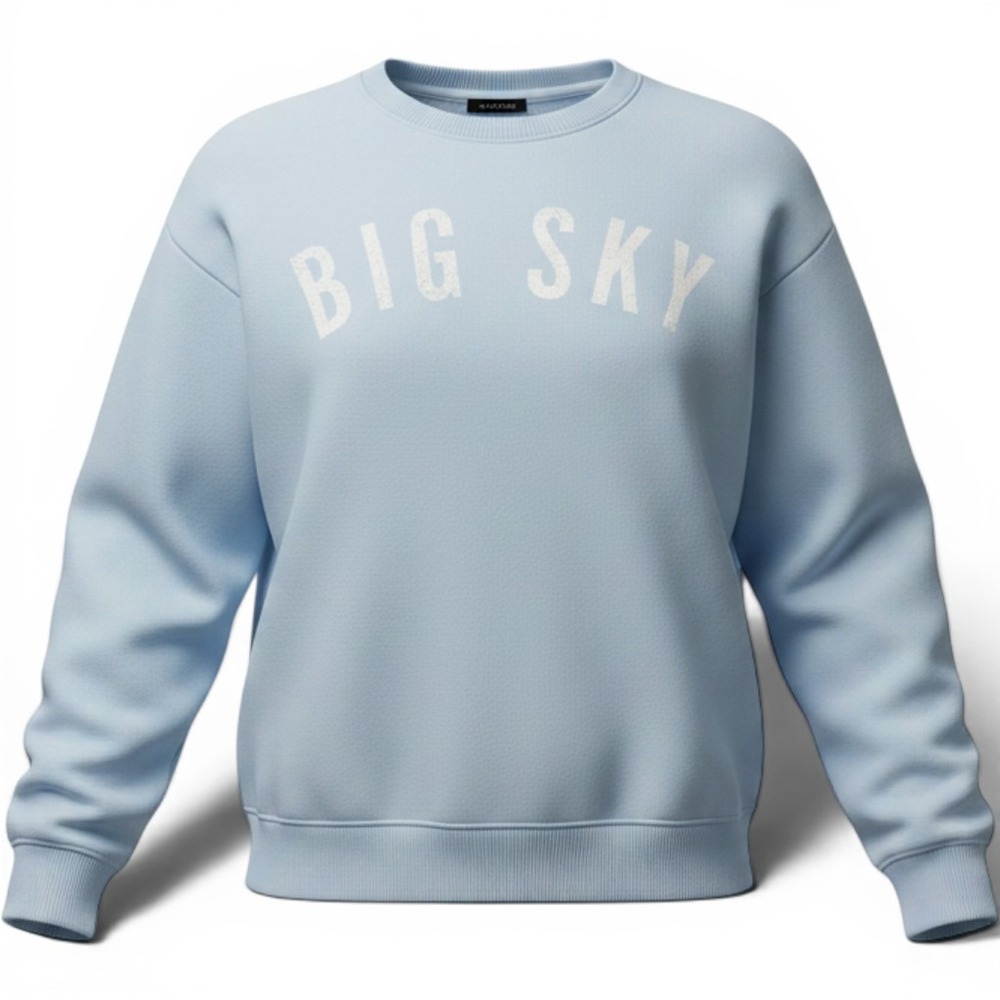 J.Crew Womens Big Sky Graphic Sweatshirt Light Blue Cotton Crewneck Size M